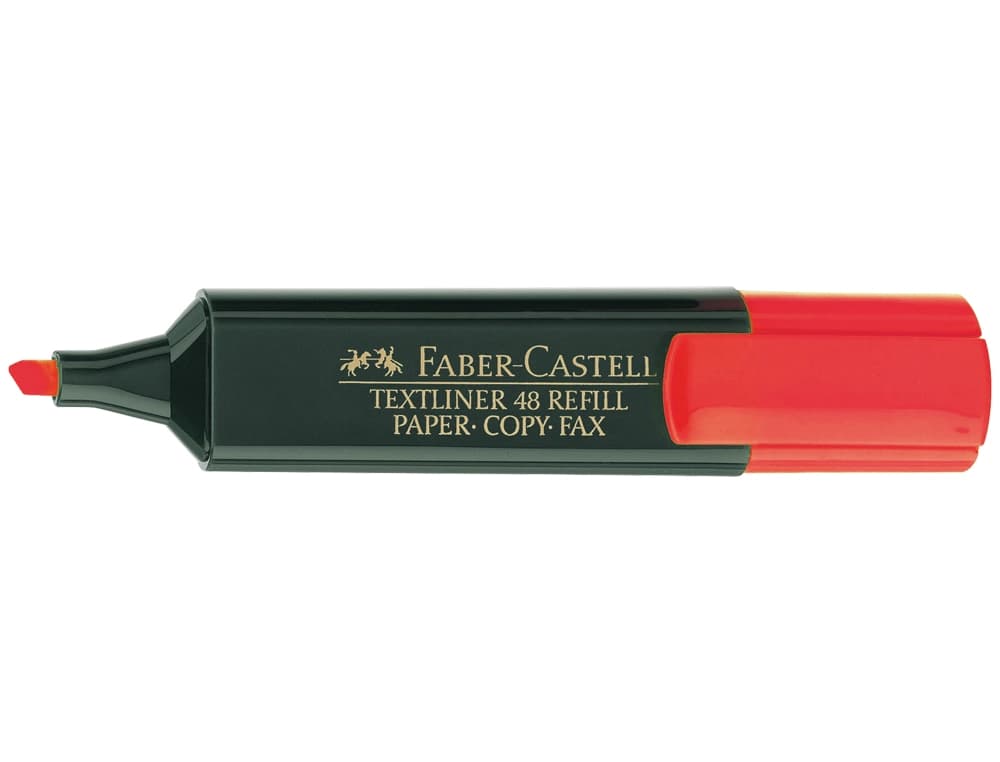 Rotulador fluorescente Faber-Castell Textliner 48 de punta biselada, recargable – Rojo