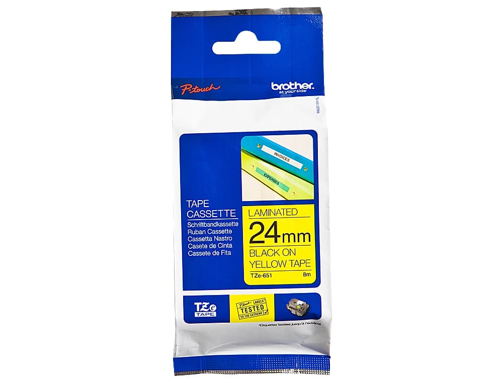 Cinta brother tze651 amarillo/negro 24mm longitud de 8 m