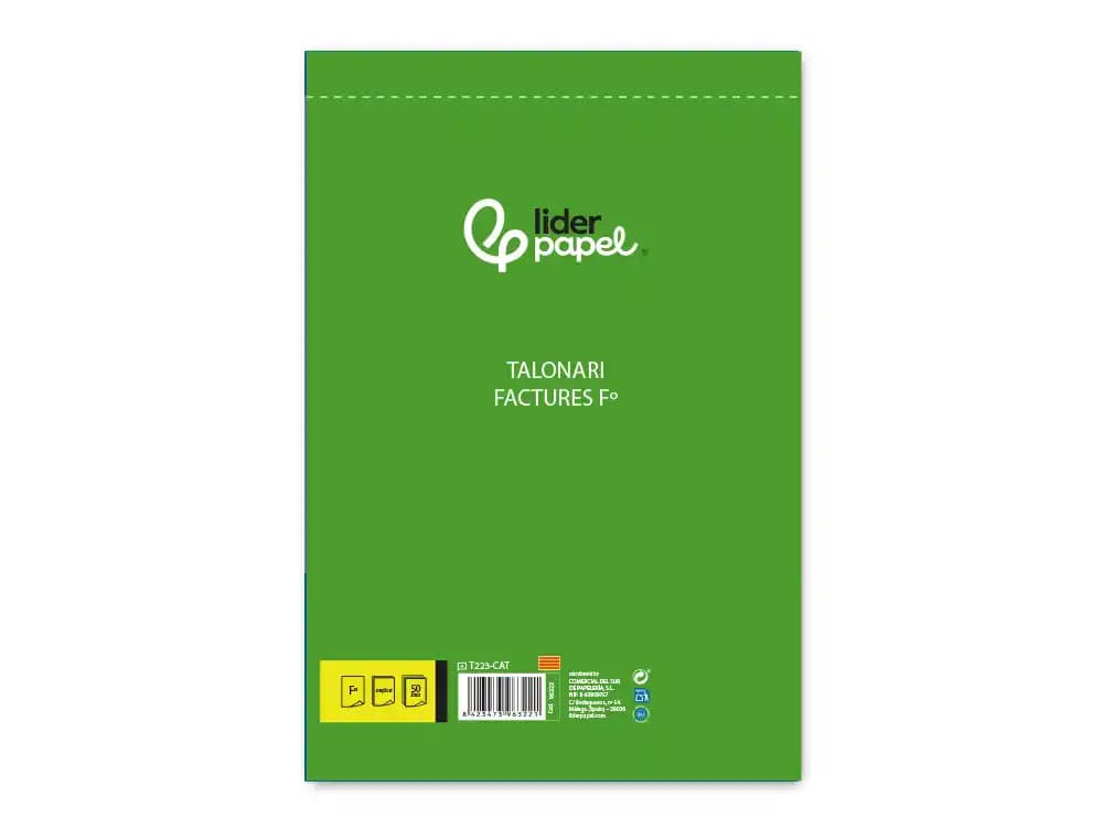 Talonario liderpapel facturas folio original y copia t223 con i.v.a. texto en catalan