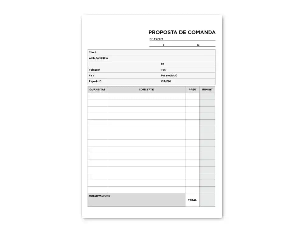 Talonario liderpapel pedidos cuarto original y copia t222 texto en catalan