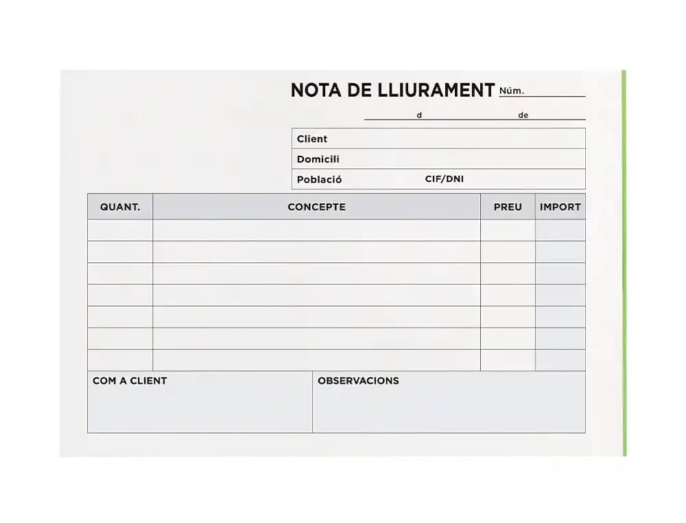 Talonario liderpapel entregas 8º original y copia t228 apaisado texto en catalan