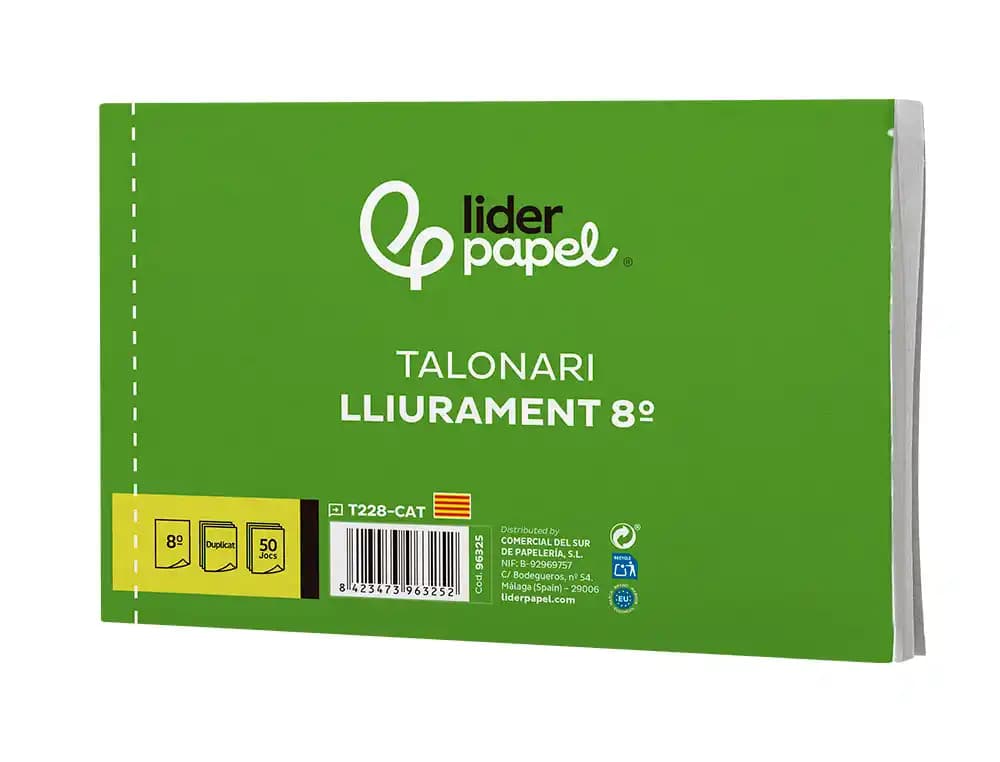 Talonario liderpapel entregas 8º original y copia t228 apaisado texto en catalan