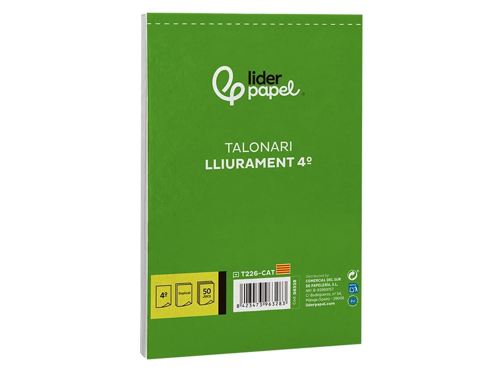 Talonario liderpapel entregas cuarto original y copia t226 texto en catalan