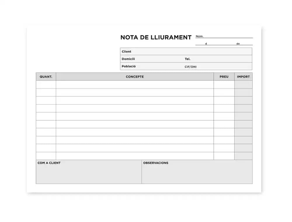 Talonario liderpapel entregas cuarto original y 2 copias t329 apaisado texto en catalan