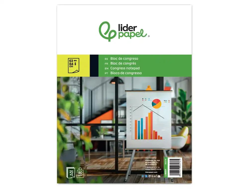 Bloc congreso liderpapel liso 630x840 mm 25+5 hojas 80g/m2