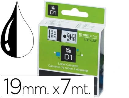 Dymo Cinta dymo negro-blanco 19mm x 7mt d1