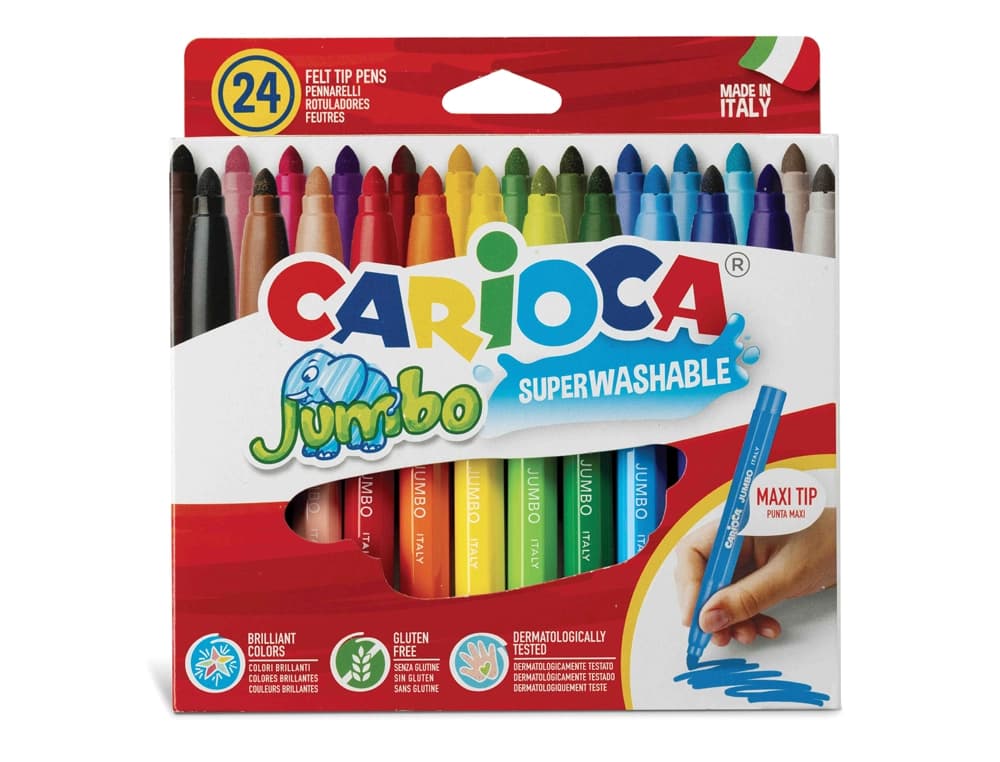 Rotulador carioca jumbo punta gruesa estuche de 24 unidades colores surtidos