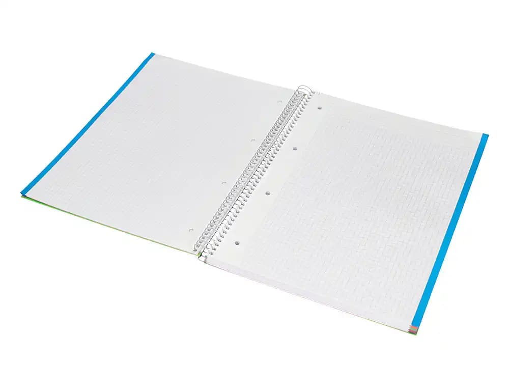 Cuaderno espiral liderpapel a4 micro jolly tapa forrada 140h 75gr cuadro 5mm 5 bandas 4 taladros colores