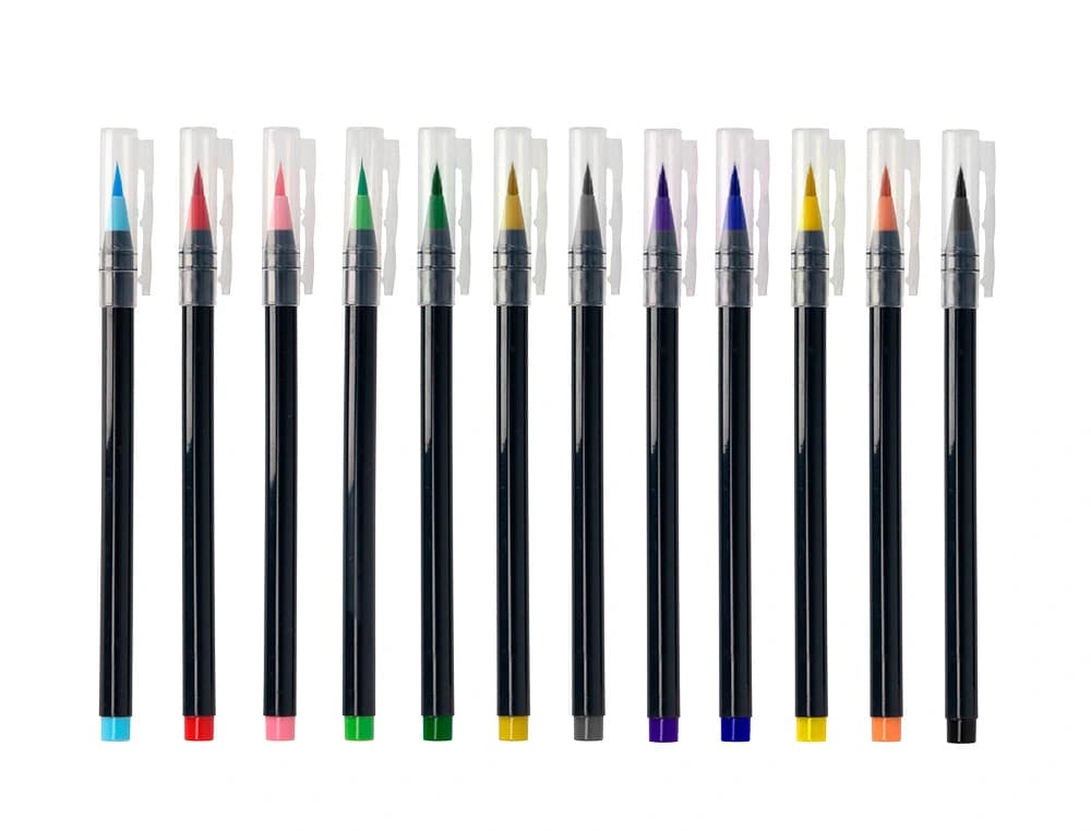 Rotulador liderpapel punta pincel extra suave bolsa de 12 unidades colores surtidos