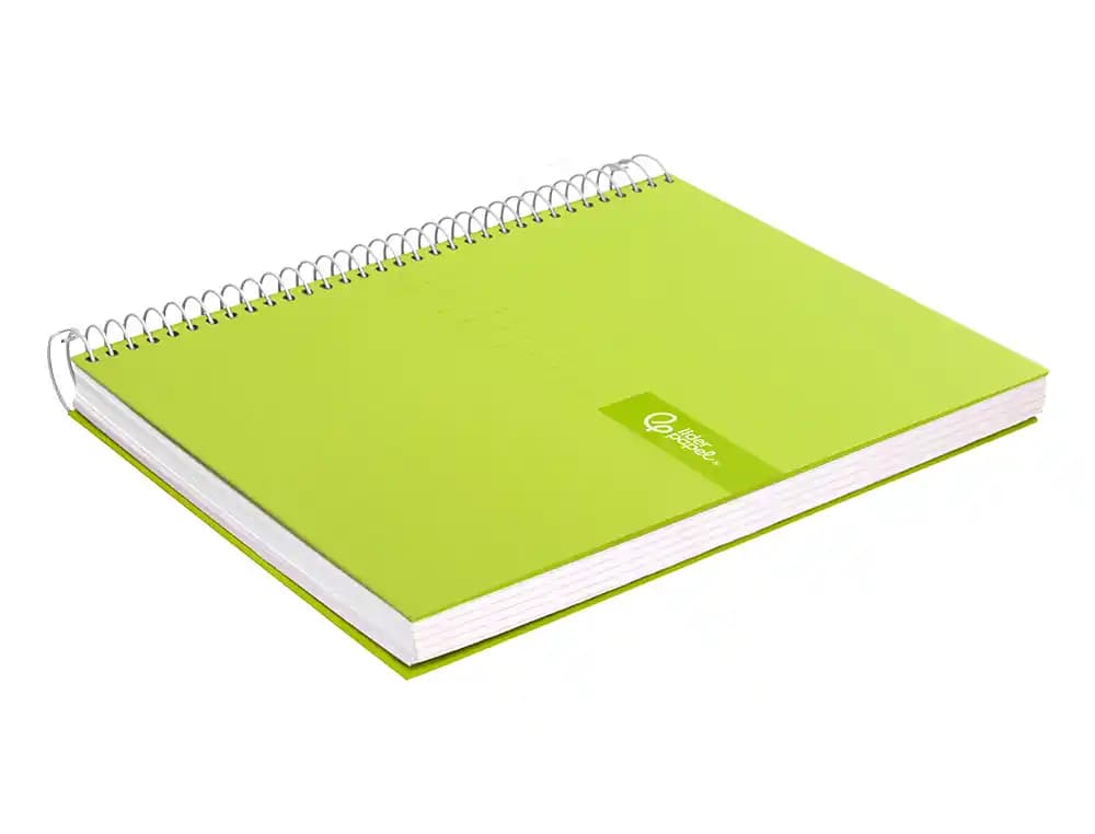 Cuaderno de espiral Liderpapel Crafty micro A4 de tapa forrada, cuadro de 5 mm, 5 bandas, papel de 90 g – Verde