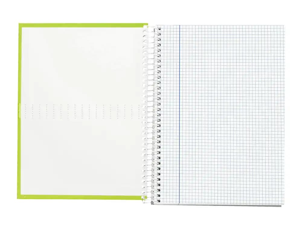 Cuaderno de espiral Liderpapel Crafty micro A4 de tapa forrada, cuadro de 5 mm, 5 bandas, papel de 90 g – Verde