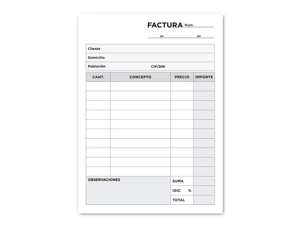 Talonario liderpapel facturas 8º original y copia t200 con i.g.i.c