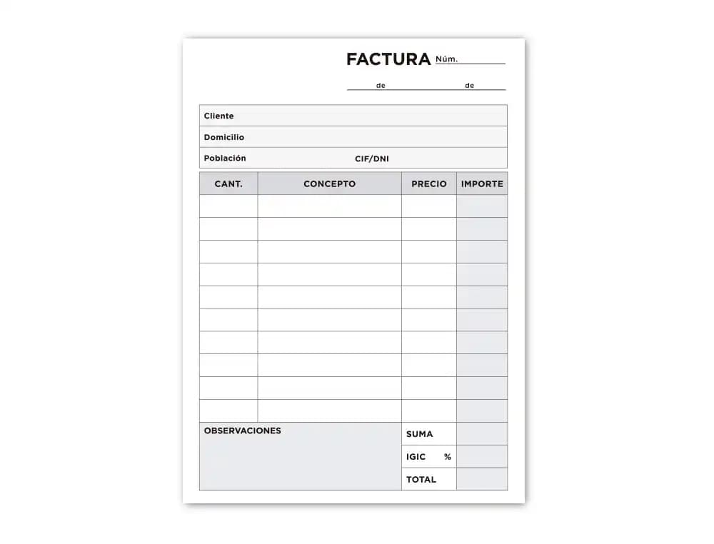 Talonario liderpapel facturas 8º original t100 con i.g.i.c.