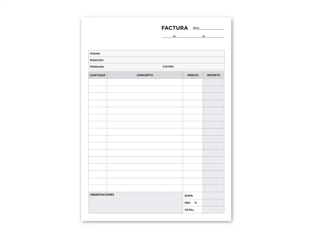 Talonario liderpapel facturas cuarto original t116 con i.g.i.c.