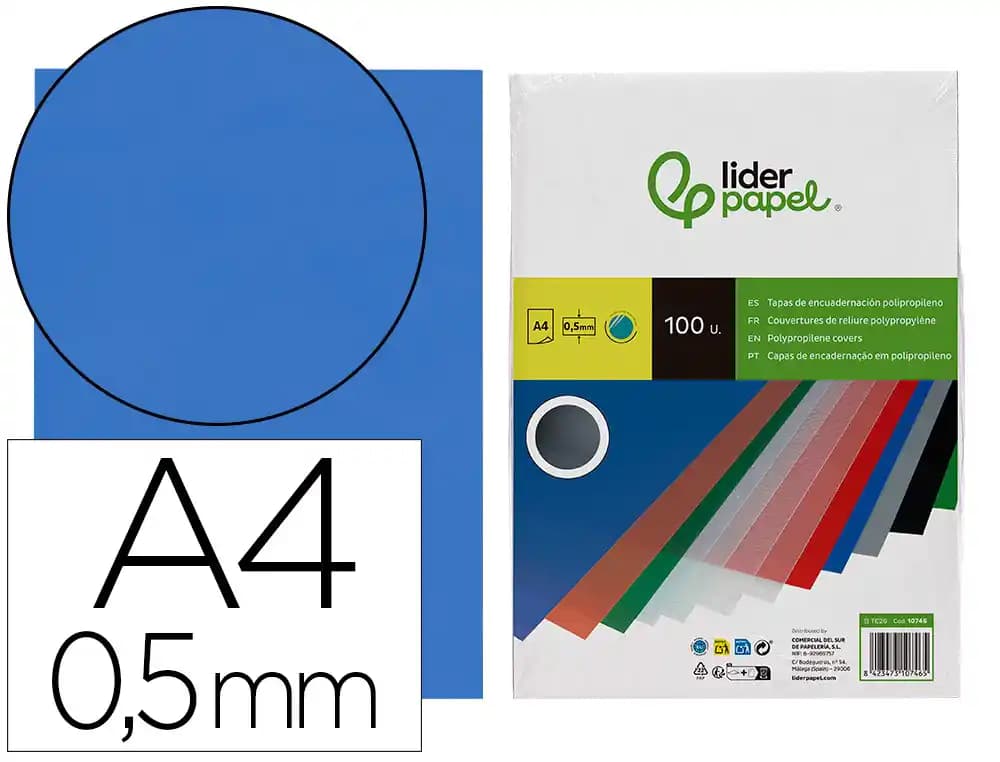 Liderpapel Tapa encuadernacion liderpapel polipropileno a4 0.5 mm translucido paquete de 100 unidades