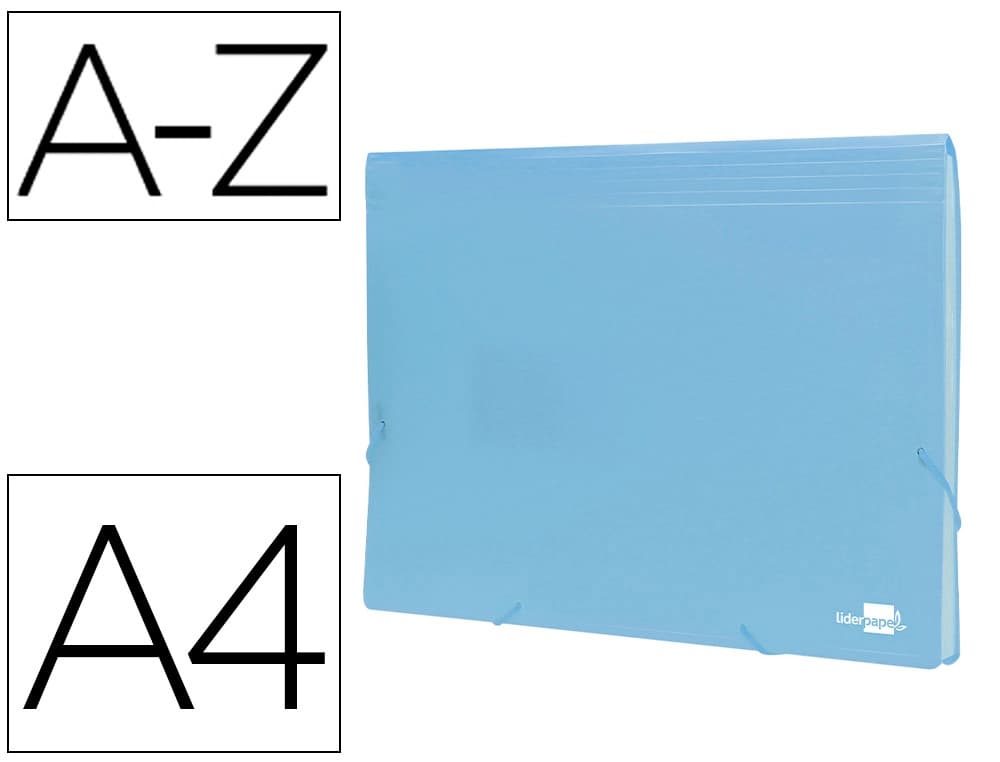 Carpeta clasificadora de fuelle Liderpapel A4 de polipropileno opaco con 13 departamentos – Celeste
