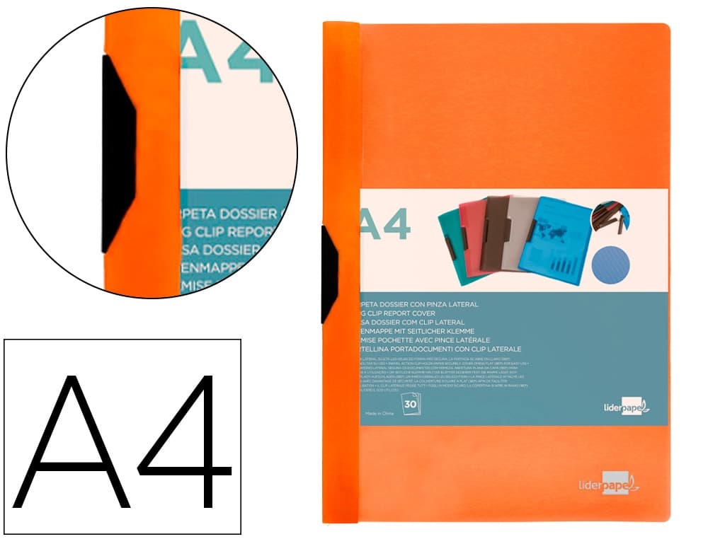 Liderpapel Carpeta liderpapel dossier pinza lateral deslizante polipropileno din a4 30 hojas