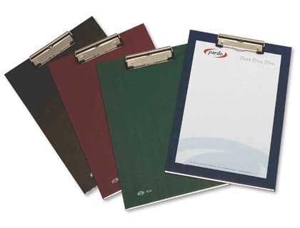 Pardo Portanotas pardo carton forrado pvc folio con pinza metalica