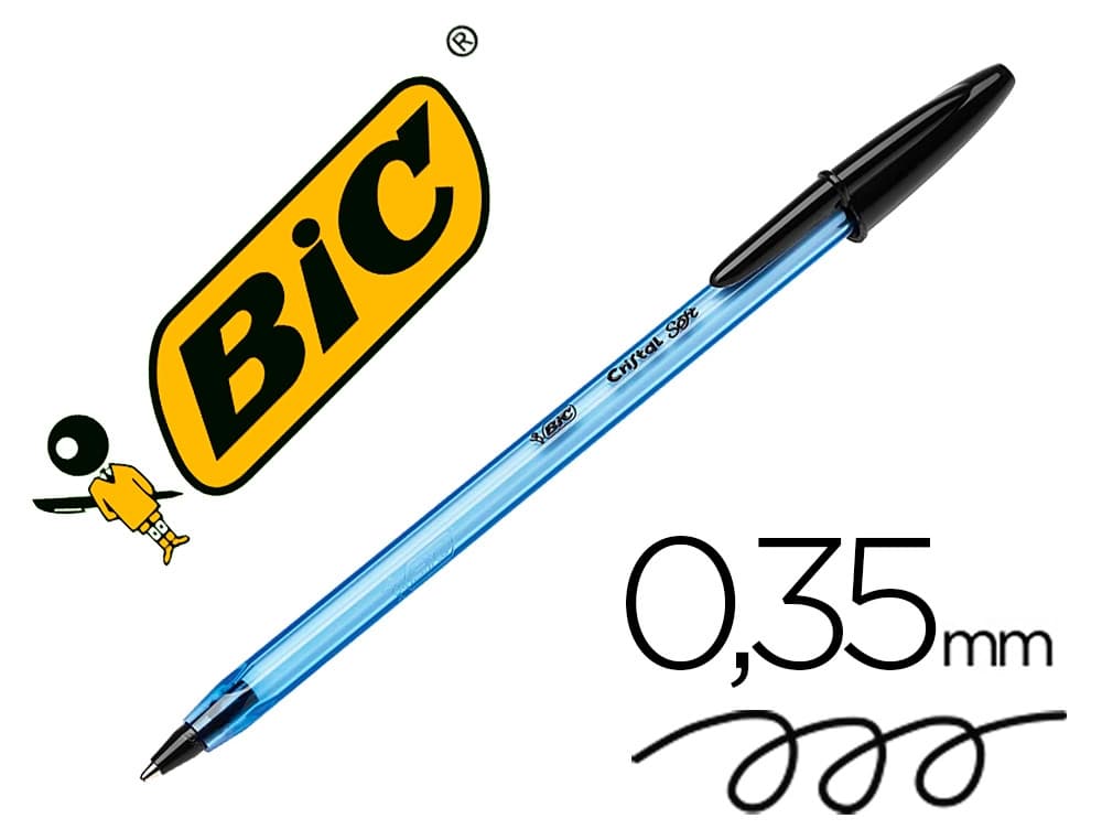 Bolígrafo BIC Cristal Soft con punta de 1,2 mm – Negro