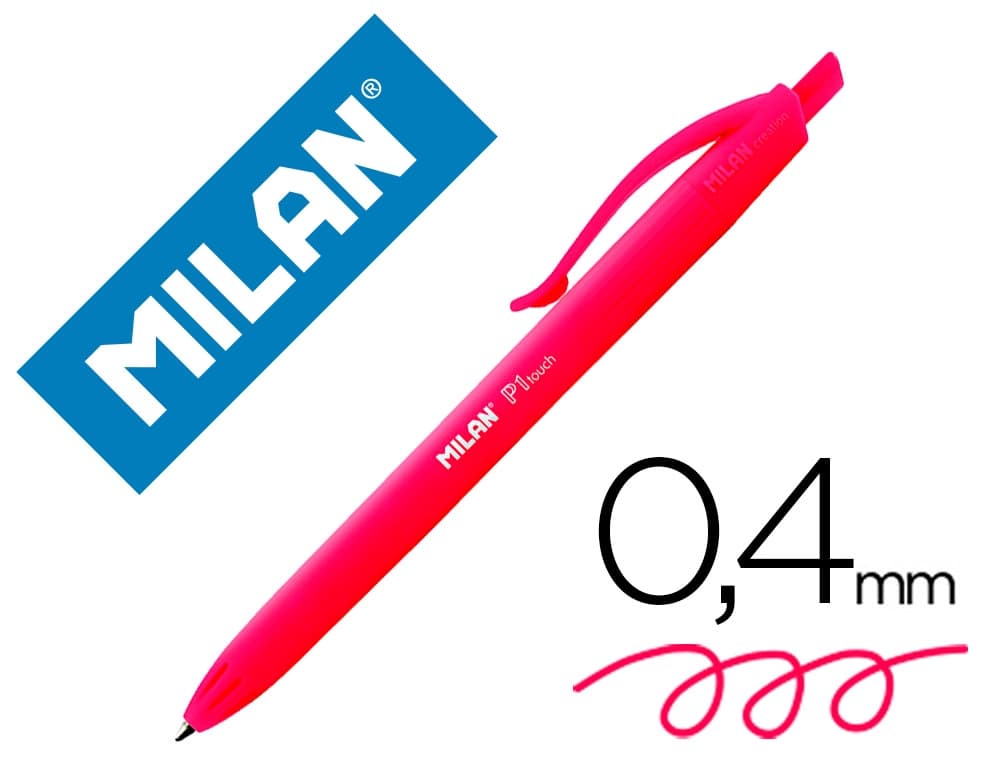 Bolígrafo retráctil Milan P1 Touch de 1 mm – Rojo