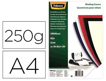 Tapa de encuadernacion fellowes din a4 carton brillo chromolux 250 gr pack de 100 unidades