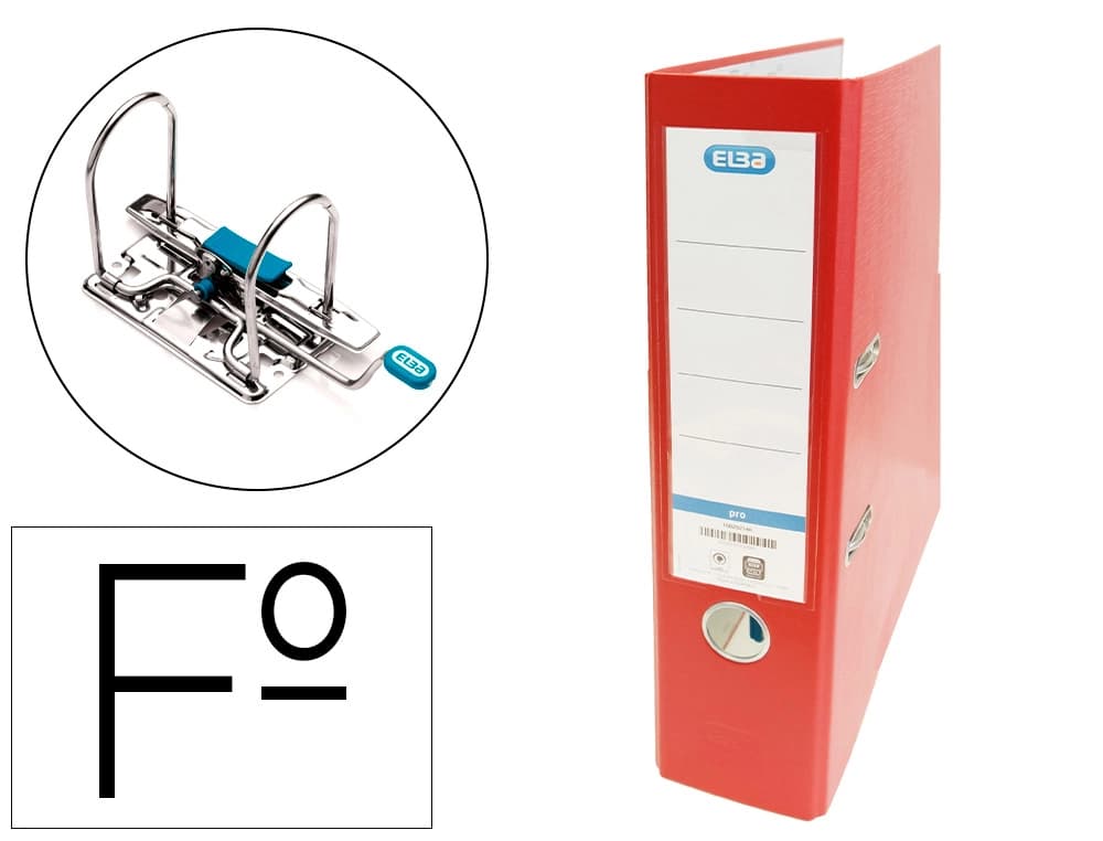 Archivador de palanca Elba Top folio de cartón forrado de PVC, con Rado y lomo de 80 mm – Rojo