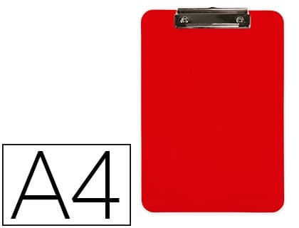 Portanotas Q-Connect A4 de plástico rígido de 2,5 mm con presilla metálica – Rojo