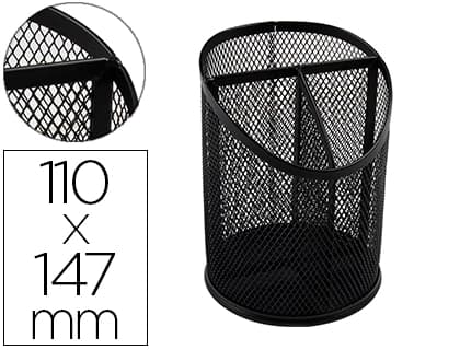 Q-connect Cubilete portalapices q-connect metal redondo rejilla con 3 compartimentos diametro 110 mm alto 147 mm
