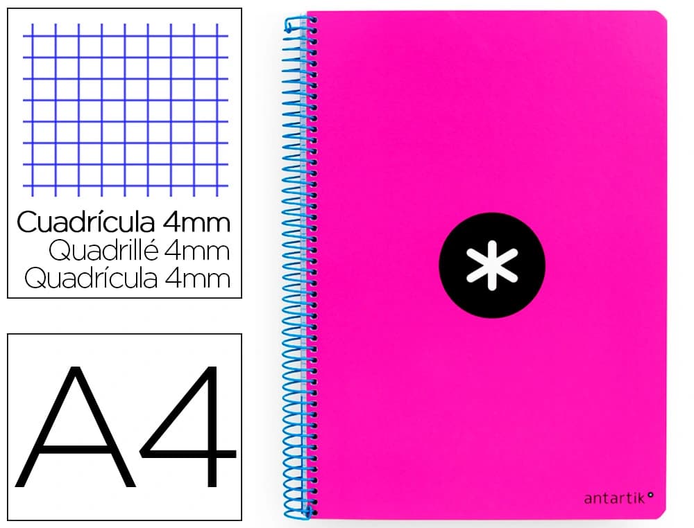 Antartik Cuaderno espiral a4 antartik tapa dura 80h 90gr cuadro 4mm con margen