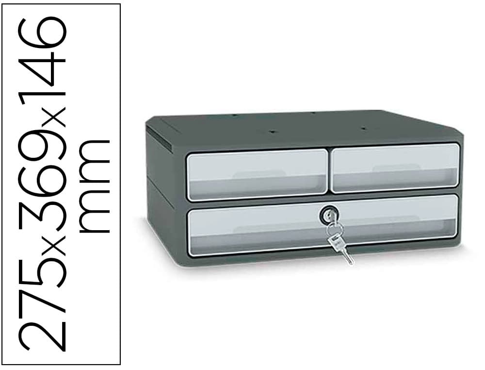 Cep Fichero cajones de sobremesa cep moov up reciclado 80% con cerradura reciclado 80% 3 cajones color gris