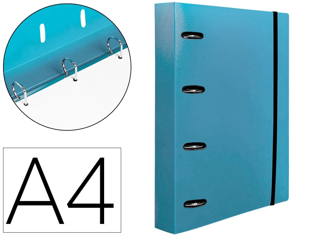 Liderpapel Carpeta con recambio liderpapel a4 cuadro 5mm 100 hojas 80g polipropileno 4 anillas mixtas 25mm