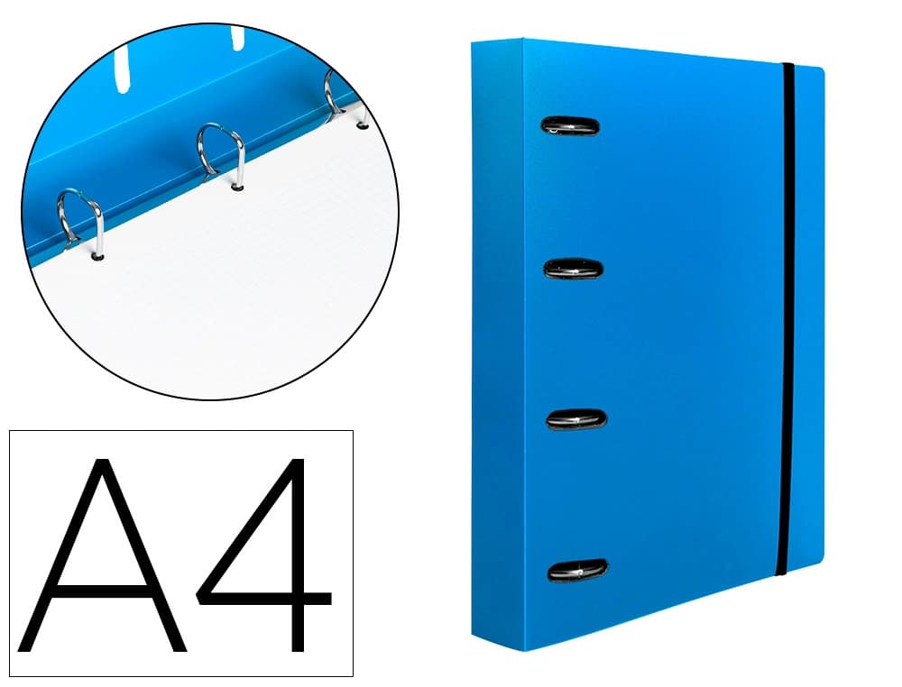 Carpeta con recambio liderpapel a4 cuadro 5mm 100 hojas 80g polipropileno 4 anillas 40mm