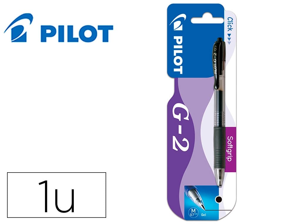 Pilot Boligrafo pilot g-2 tinta gel retractil sujecion de caucho en blister