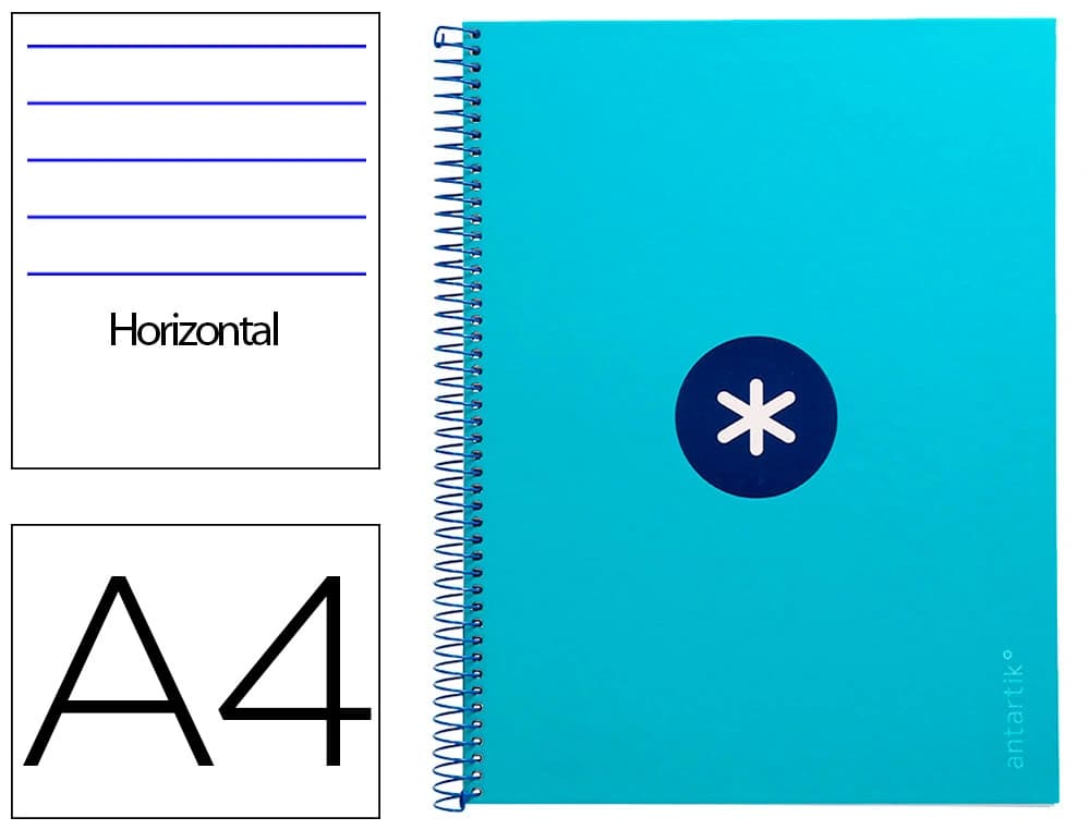 Cuaderno espiral a4 micro antartik tapa forrada80h 90 gr horizontal 1 banda 4 taladros
