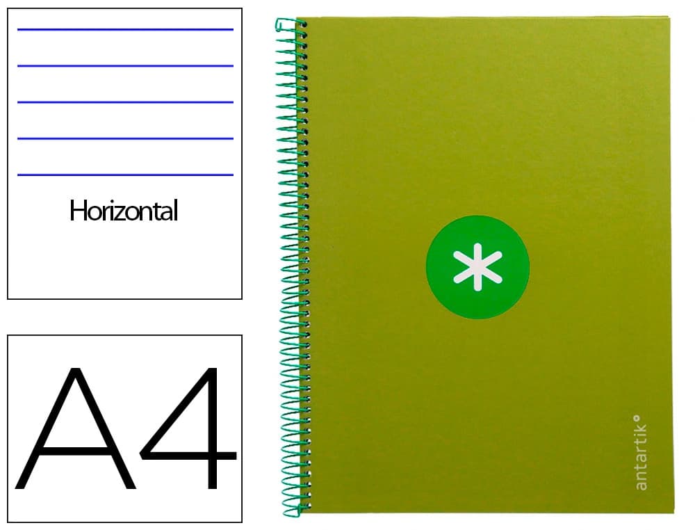 Antartik Cuaderno espiral a4 micro antartik tapa forrada80h 90 gr horizontal 1 banda 4 taladros