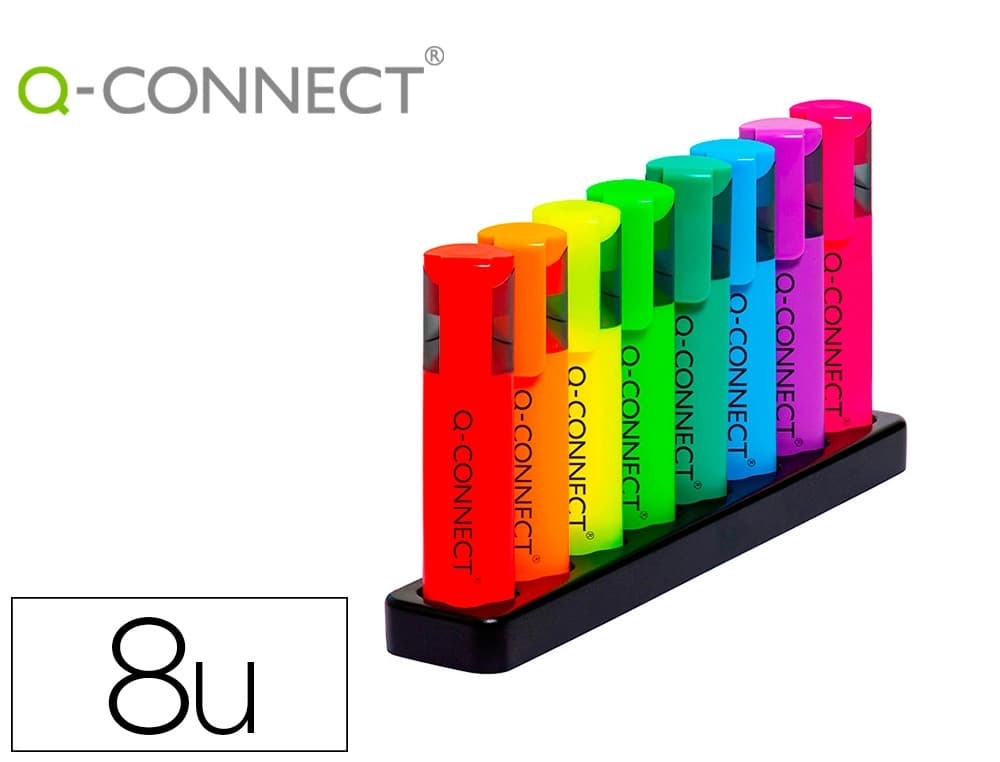 Rotulador Q-Connect fluorescente estuche de sobremesa 8 colores
