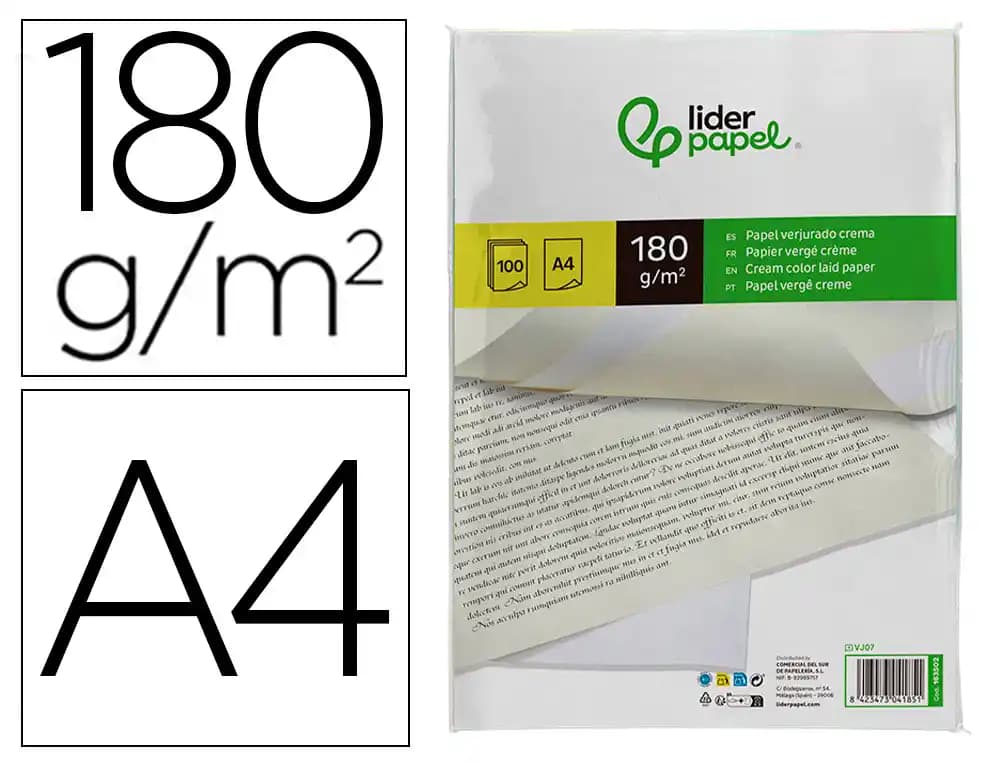 Papel verjurado liderpapel paquete de 100 hojas