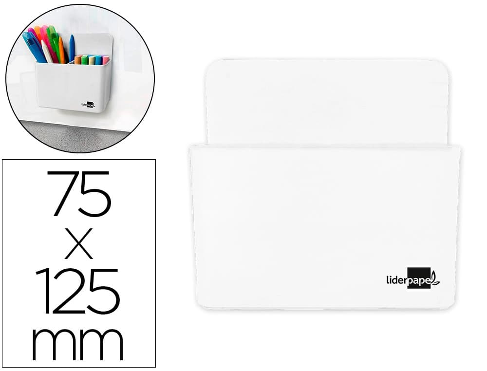 Liderpapel Cubilete portalapices liderpapel opaco plastico magnetico 125x75x40 mm