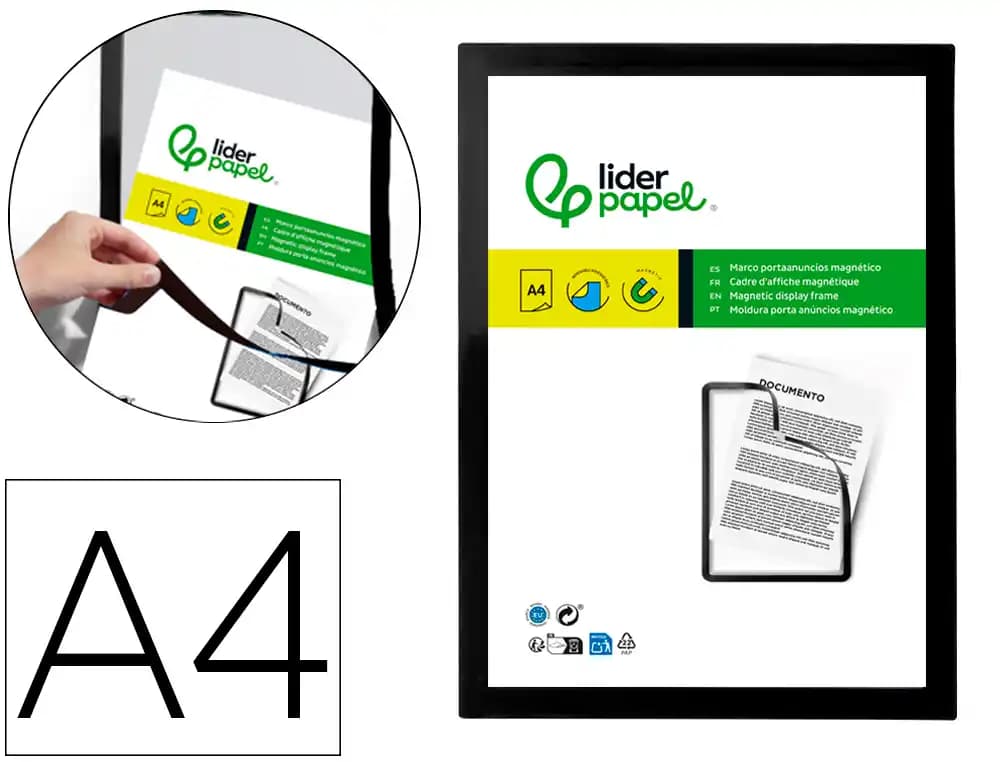 Liderpapel Marco porta anuncios liderpapel magnetico din a4 dorso adhesivo removible