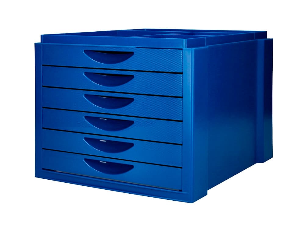Q-connect Fichero cajones de sobremesa q-connect bandeja organizadora superior 6 cajones opaco