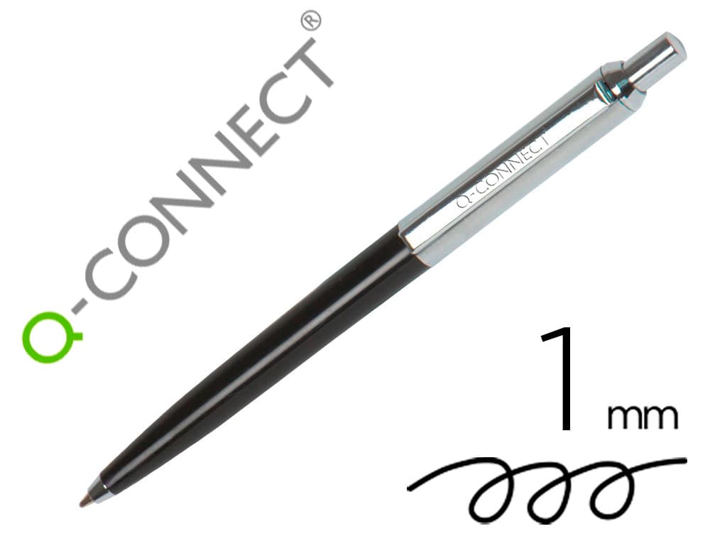 Q-connect Boligrafo q-connect premium metalico retractil con clip punta 1 mm