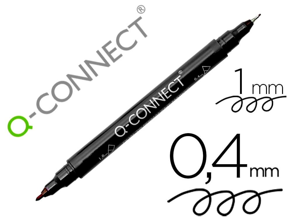 Q-connect Rotulador q-connect marcador permanente doble punta color negro 4 mm y 1 mm