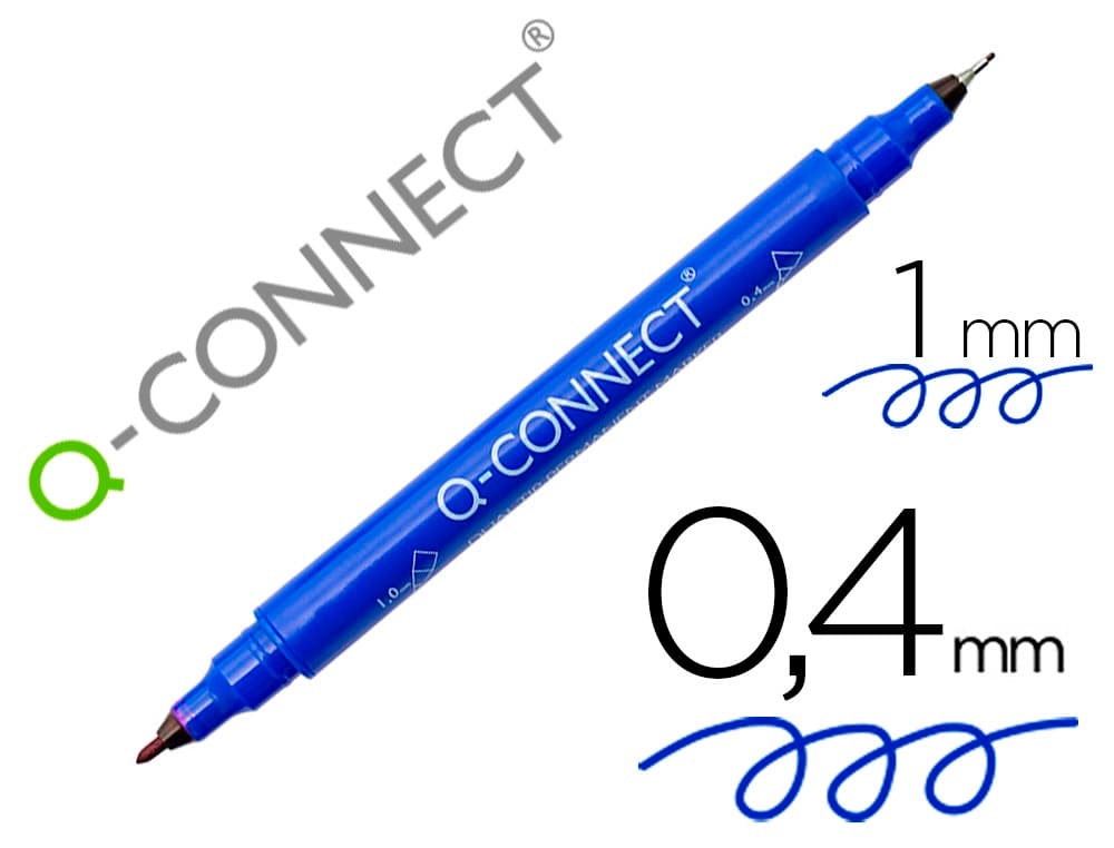 Q-connect Rotulador q-connect marcador permanente doble punta 0,4 mm 1 mm