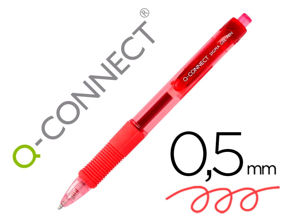 Q-connect Boligrafo q-connect sigma retractil con sujecion de caucho tinta gel 0,5 mm