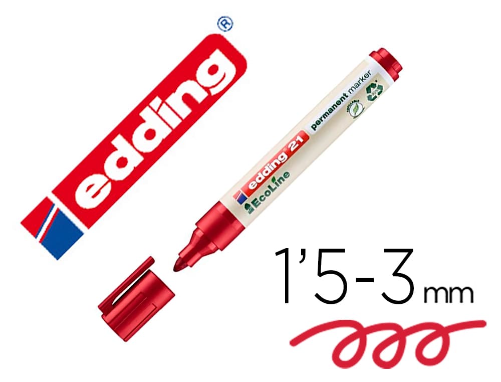 Rotulador edding 21 marcador permanente ecoline 90% reciclado punta redonda 1,5-3 mm recargable