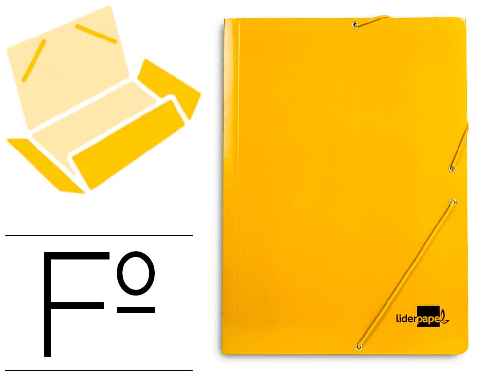 Carpeta liderpapel gomas tres solapas carton plastificado folio colores