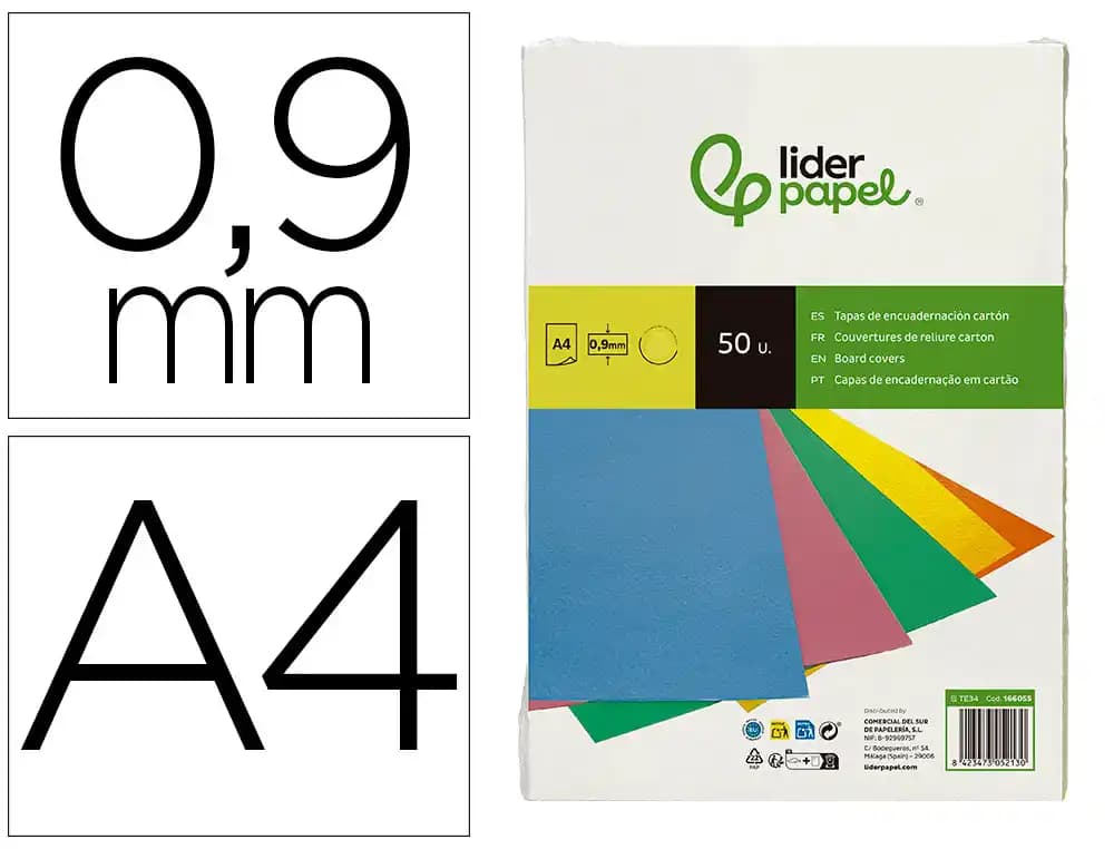 Tapa de encuadernación Liderpapel de cartón fluorescente de 0,9 mm, DIN A4, paquete de 50 unidades – Amarillo intenso