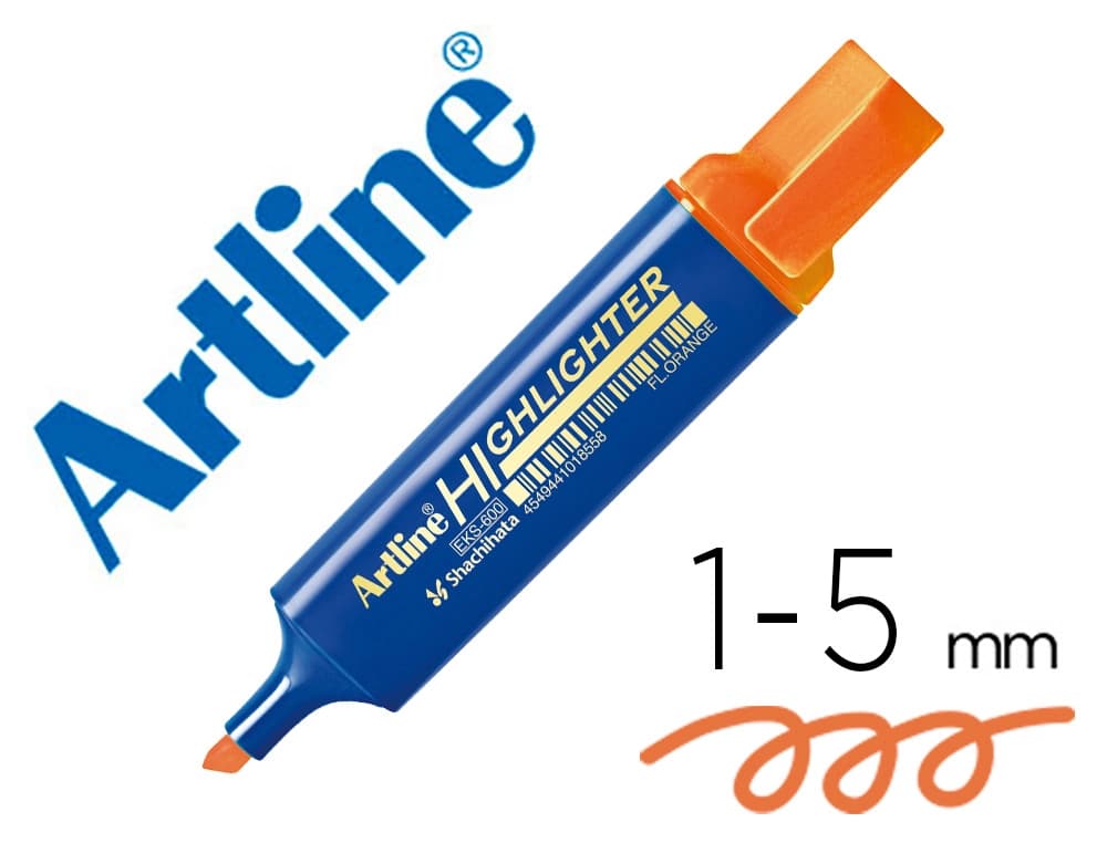 Rotulador fluorescente Artline EKS-600 de punta biselada con clip – Naranja