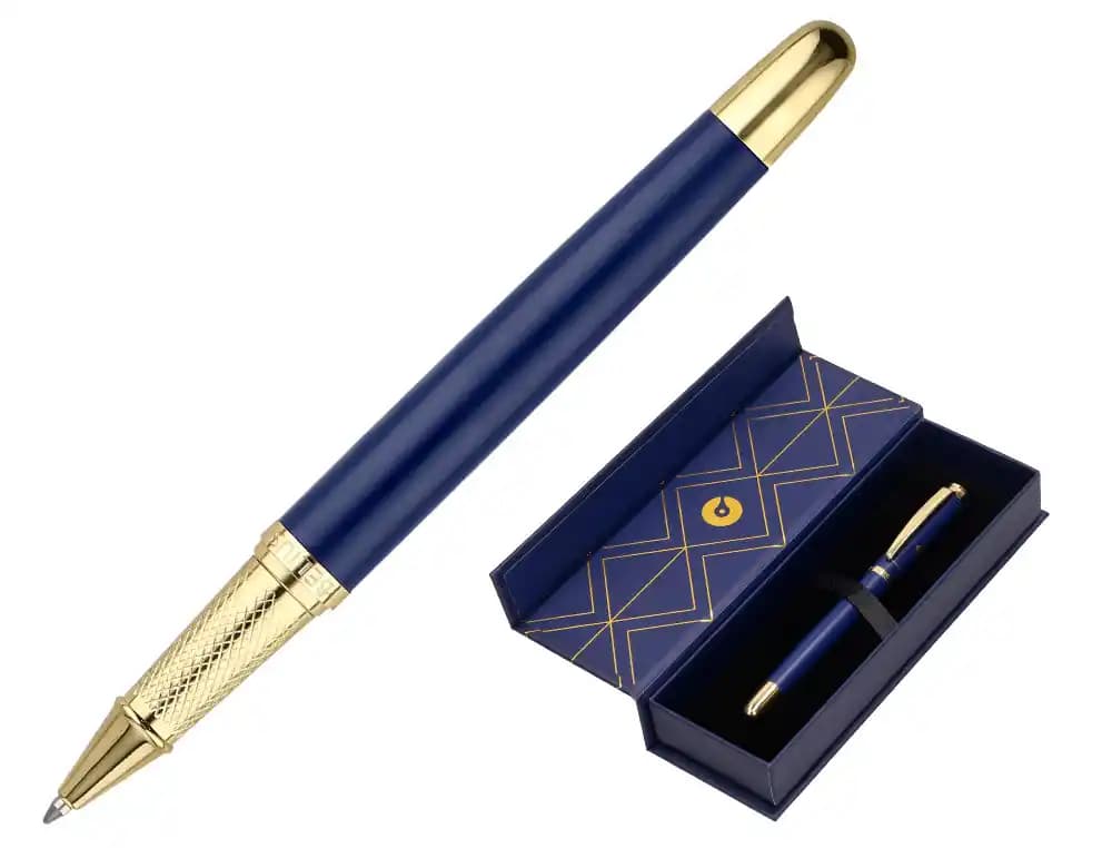 Belius Boligrafo belius soiree aluminio color azul marino y dorado tinta azul caja de diseño
