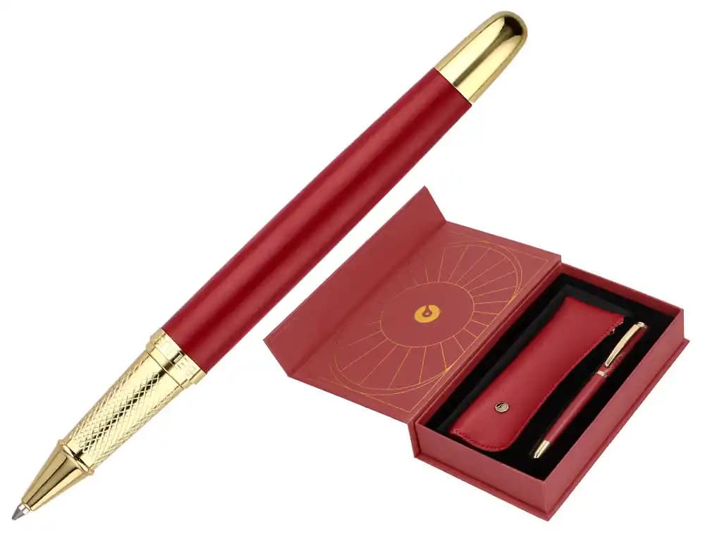 Boligrafo y estuche belius soiree color art deco y dorado tinta azul caja de diseño